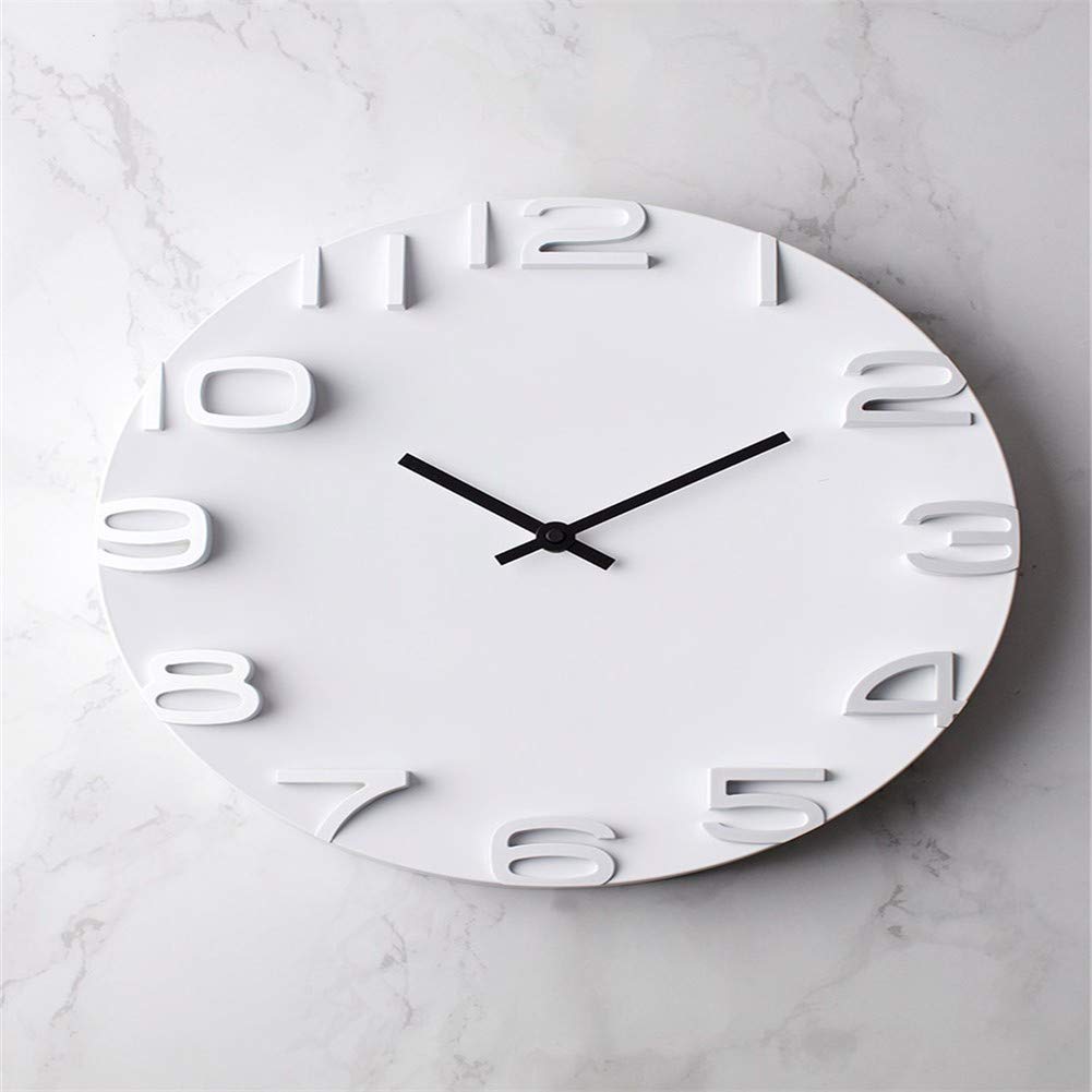 Horloge murale blanche ronde et silencieuse style nordique de salon