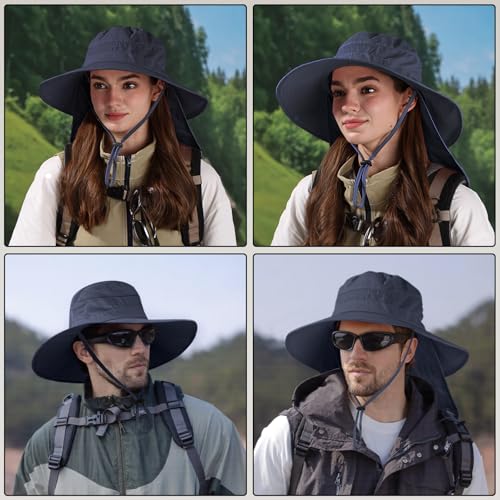 Image of Sun Hats for Men Women, UPF 50+ Protection Fishing Hat with Neck Flap