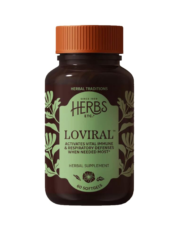 Herbs, Etc. Loviral - Lung Health Supplement for Respiratory Defense & Support - Herbal Supplement with Lomatium, Pelargonium & OSHA - Gluten-Free - 60 Softgels (60 Servings)