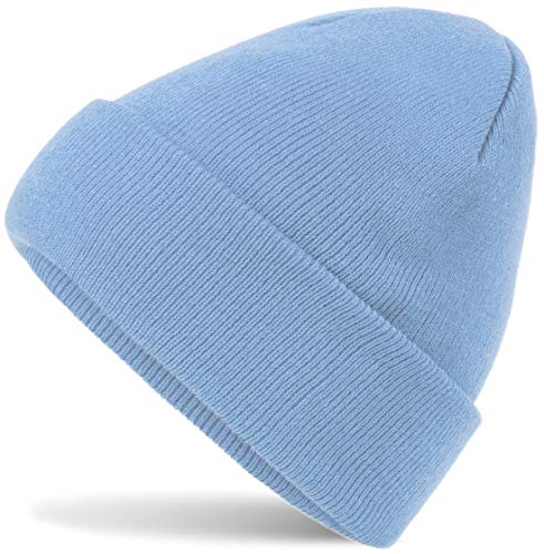 HatStar Wintermütze | Damen Beanie Mütze | Herren Feinstrick Beanie | für Frauen Männer Unisex | Cuffed Hats Weich & Warm (Blue Sky)