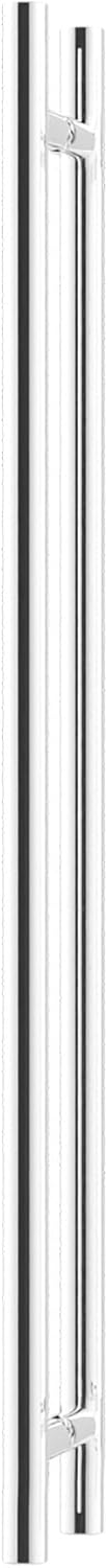 BRIXWELL 84" Ladder Style Back-to-Back Pull Handle, Stainless Steel Material, Polished Stainless Steel, 3" Projection, 1-1/4" Diameter, 72" Hole Spacing, 3/8" to 3/4" Glazing Thickness