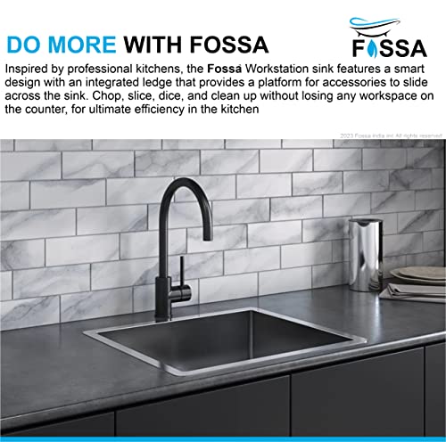 Image of Fossa 18 inchx16 inchx09 inch Inch ๐-๐๐๐๐ ๐๐๐๐๐๐๐๐ Single Bowl Premium Stainless Steel Handmade Kitchen Sink (Matte Finish) Black