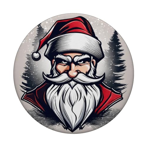 Wild Santa Christmas Funny Xmas Cool Chad Santa Design PopSockets Swappable PopGrip, Black - Image 3