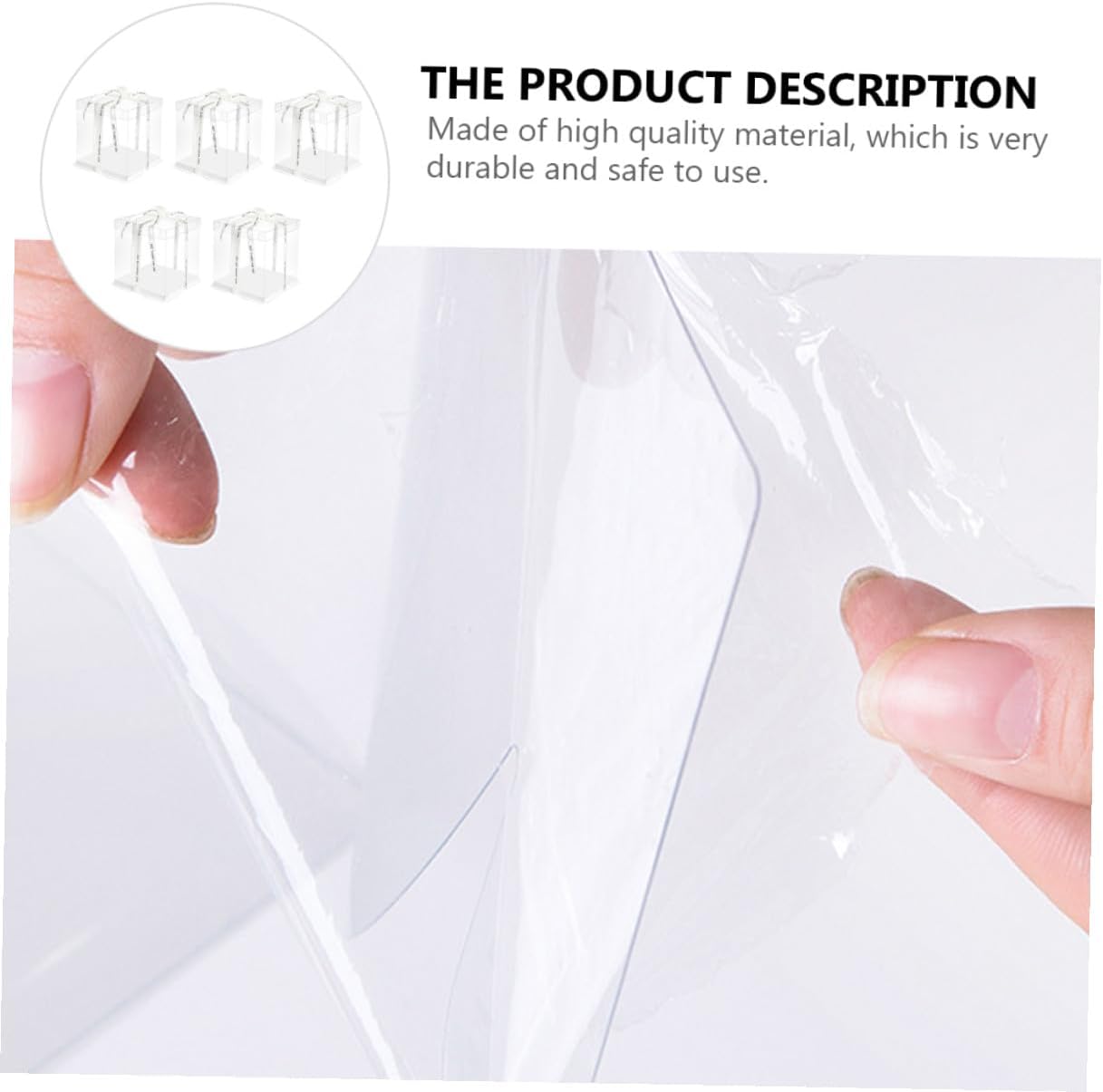 Kichvoe 8-inch Cake Box with Lid 5pcs Square Cake Storage Containers for Birthday Packaging Food-grade Plastic Wrapping and Carrier Boxes