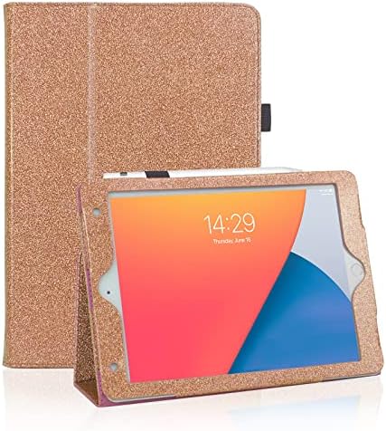 FSCOVER Case for iPad 9.7 inch 6th/5th Generation 2018/2017, Glitter Sparkly PU Leather iPad Air 1 Air 2 Cover, Folio Stand Smart Case for iPad 9.7", Girls, Pink