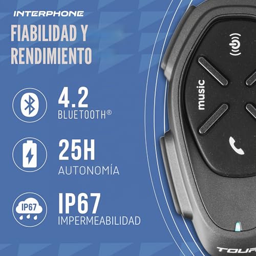 Intercomunicador moto Bluetooth INTERPHONE Tour universal para casco con radio FM 3