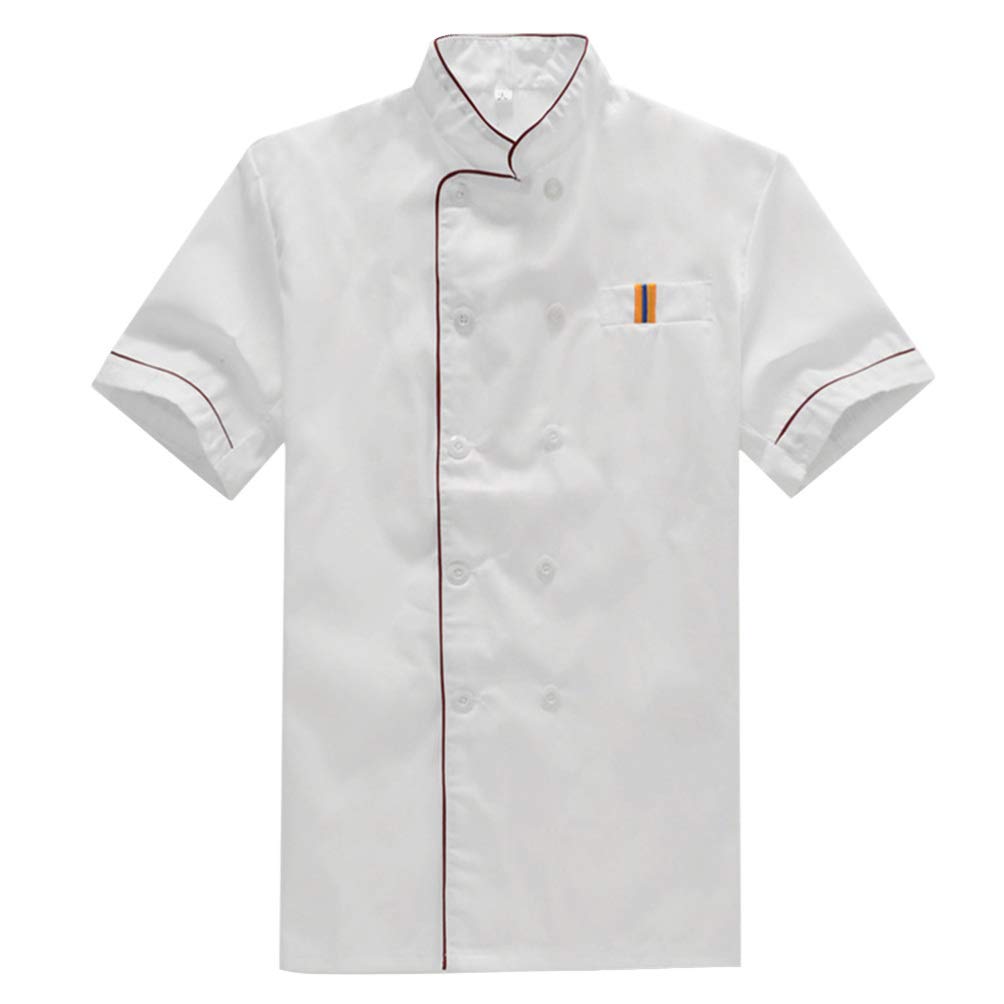 Unisex Chef Coat Kitchen Short Sleeve Chef Jacket for Men and Women M
