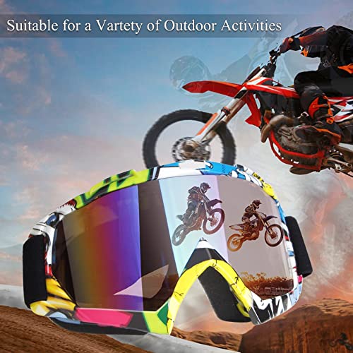 Motorcycle Goggles Atv Goggles Motocross Goggles Dirt Bike Goggles Outdoor Riding Goggles Powersports Goggles Youth Goggles Racing Goggles Uv400 Anti-Scratch Dustproof Goggle Color Lens（Yellow） #TOP5