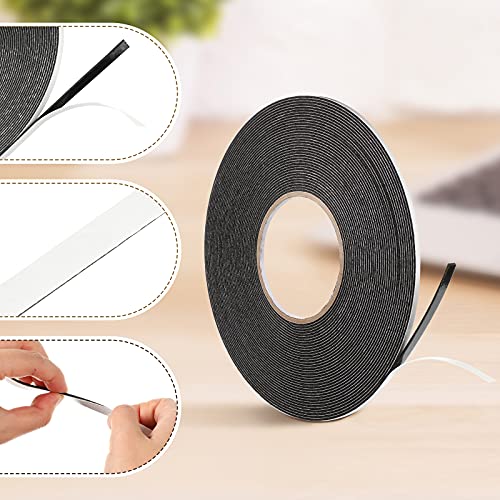Image of Tatuo 2 Rolls Double Sided Foam Tape 1 /4 Inch by 50 Feet Black PE Foam Tape Sponge Soft Mounting Adhesive for DIY Craft Picture Poster Hanging
