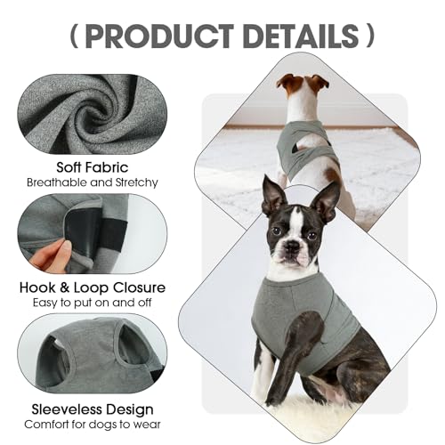 Image of BRKURLEG Chest Recovery Suit for Dogs, Chest Wound Cover, Grey S | Chest & Shoulder Protection, Breathable & Soft Anti-Licking Wound Vest, for Chest Surgery Recovery, Cone Alternative
