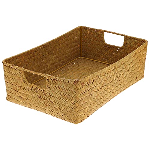 DOITOOL Cesta Tejida para Almacenamiento Cesta de Mimbre Natural para Organizar Cesta de Almacenamiento de Mimbre con Asa para Despensa Cesta Tejida a Mano para Dormitorio Baño
