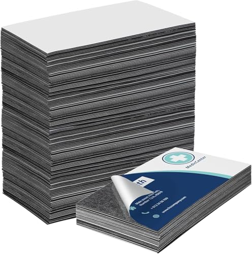 MaxGear 50 Pack Business Card Magnets Peel and Stick, 2x3.5” Personalized Magnetic Sheets, Custom Adhesive Magnet for DIY Craft, Flexible Self Sticky Magnetic Name Cards for Office School,Fridge,Photo