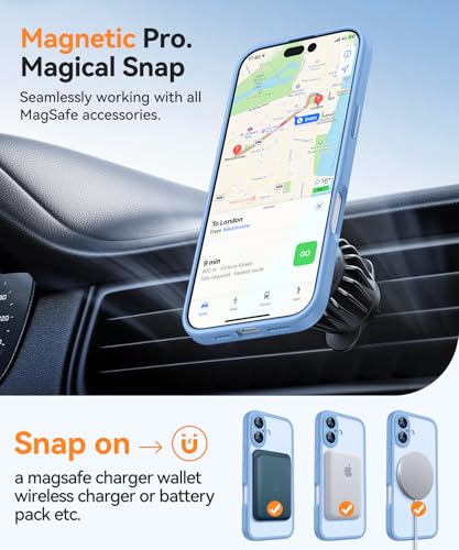 Image of CANSHN Magnetic for iPhone 17 Case, Upgraded [Full Camera Protection] [Compatible with Magsafe] [Translucent Matte] Shockproof Protective Phone Case for iPhone 17 - Light Blue