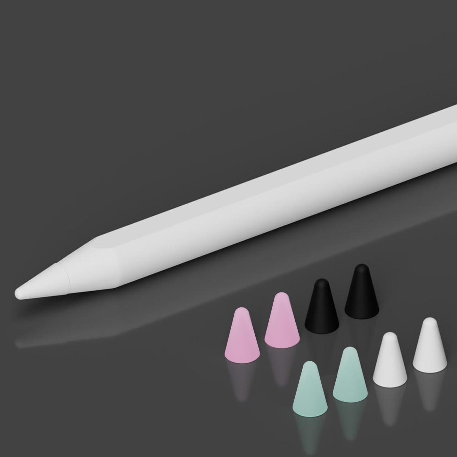 IFELI Silicone Tip Cover for Apple Pencil, Low Friction, 8 Pack [Compatible with Apple Pencil, 1st and 2nd Generation, Replacement, Nib, Not Too Slip, Writing, Sketchable, Thin Design, Easy