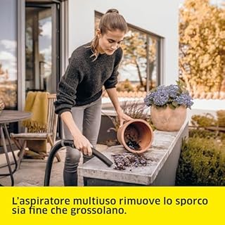 Kärcher Bidone Aspiratutto solidi-liquidi WD 3 V-17/4/20, funzione soffiante, 1000 W, contenitore in plastica 17 l, tubo 2 m, con filtro a cartuccia, filtro in vello, bocchette per pavimenti e fessure