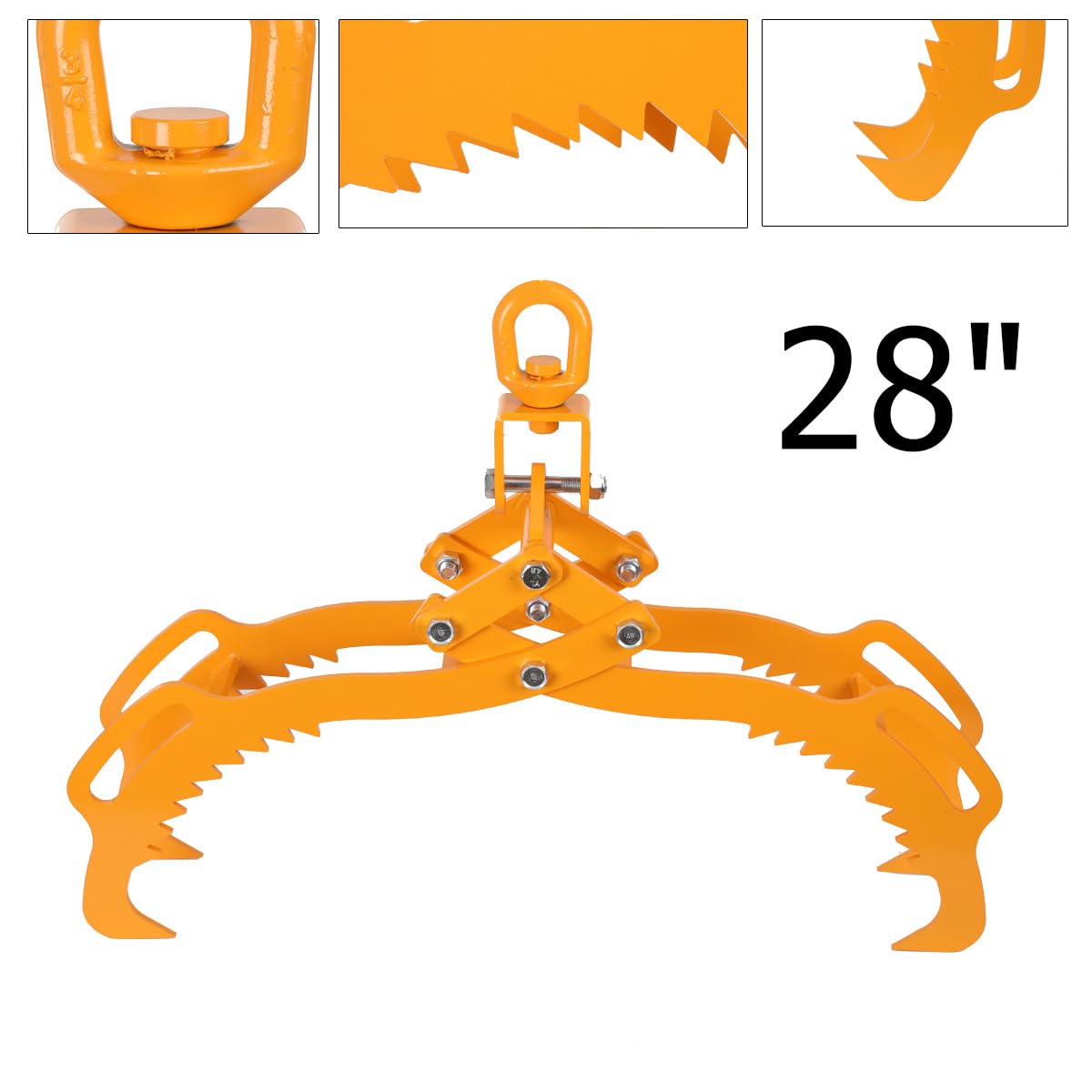 Pinza para Madera Alicates forestales para troncos de árboles de hasta 720 mm, 3-28 pulgadas, alicates de carga, 1500 kg fuerza de tracción, pinzas de embalaje con 4 mandriles
