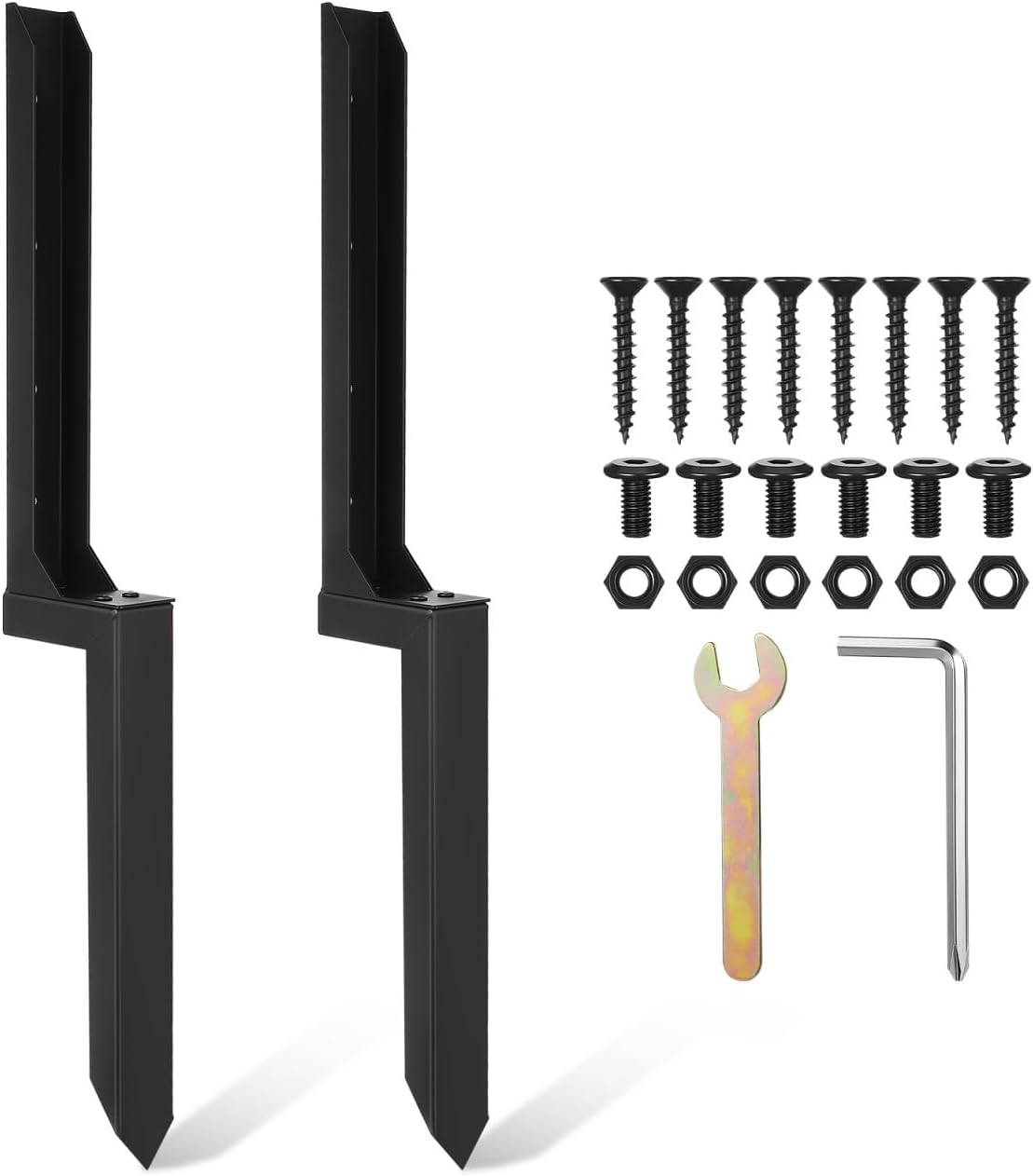 BESPORTBLE Fence Post Repair Kit, 2PCS Heavy Duty Steel Fence Post Stakes Anchor Ground Stakes for Repair Tilted, Broken Wood Support