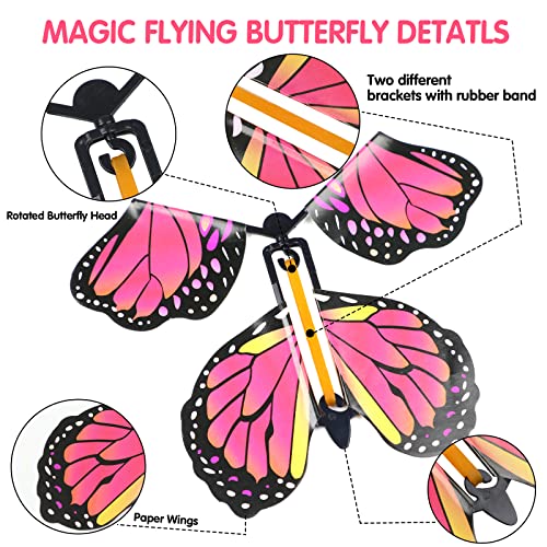 LOMIMOS 40PCS Flying Butterfly, Magic Wind Up Butterfly Toy Gift for Kids Surprise Explosion Box Wedding Birthday Party Book Greeting Card(White and colorful)