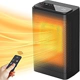 1500W Estufas Electricas Bajo Consumo de Cerámica con Control Remoto, Calefactor Para Oficina, Dormitorio, Sala de Estar, Pantalla Táctil, Temporizador, Oscilación, Control de Temperatura