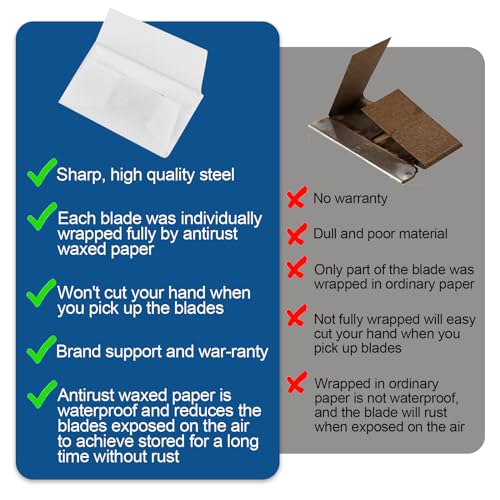 Ersatzklingen Ceranfeldschaber 100Stück, Razor Blades Metall Schaber Klingen, Ceranfeldschaber Klingen, Doppelseitige Schaberklingen Herdkratzer Ersatzklingen für Glasschaber Kochfeld Schaber