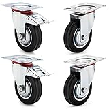 ▲LIEFERUMFANG:4 Stück 100mm Transportrollen (2x 100mm Lenkrollen Transportrollen mit Bremse + 2x Lenkrollen).