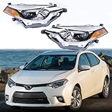 HOUGEET Headlights Assembly Fit for 2014 2015 2016 Toyota Corolla Base/CE/C/LE Eco/LE/L/S Plus/S/Special Edition Sedan 4-Door Headlamps Clear Lens (Passenger & Driver Side)