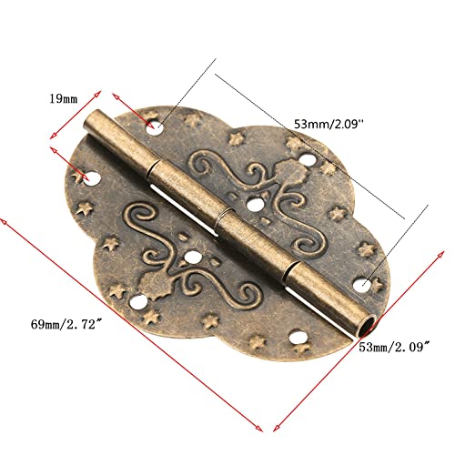 Dophee 4Pcs 2.72"X2.09" Retro Style Antique Bronze Iron Decorative Hinges For Wooden Jewelry Box Case #TOP4
