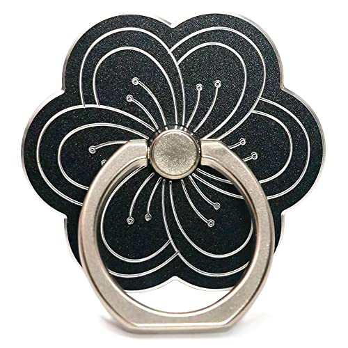 Kinizuxi Anneau pour téléphone portable, support de doigt pour smartphone, fleur mignonne, rotation à 360 degrés, support de téléphone portable pour iPhone, iPad, Samsung, Huawei et plus (1 noir) Cover
