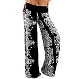 ZQTWJ Sommerhose Damen Pumphose High Waist Weite Bein Haremshose Frauen Leicht 7/8 Baggy Aladin Hosen Paisley Drucken Pilates Hose Schlupfhose Luftige Yogahose Lockere Sports Strandhose mit Gummizug