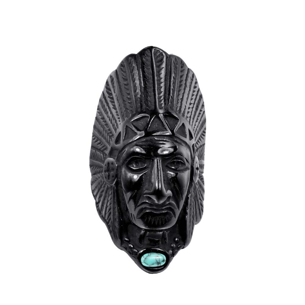 HIJONES Unisex Stainless Steel Indian Chief Tribe Ring