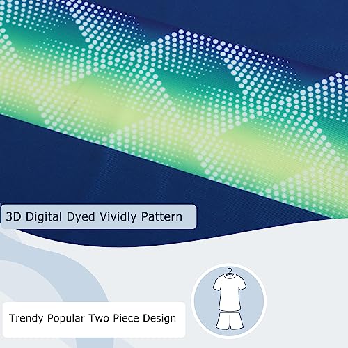 Boys Rash Guard Swimsuits Set for Boys Short Sleeve Swim Shirts with Trunks 2 Piece Quick Dry Swim Set Navy Gradiemt Fantasy Size 8/7-8 Years4