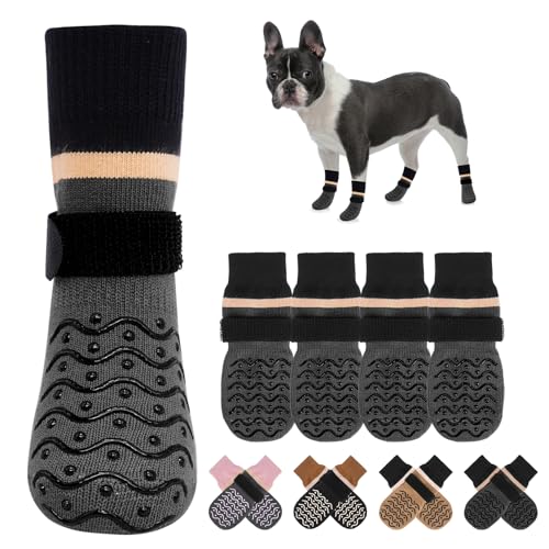 BEAUTYZOO Anti Slip Dog Socks, Dog Shoes for Hot Pavement & Hardwood Floors