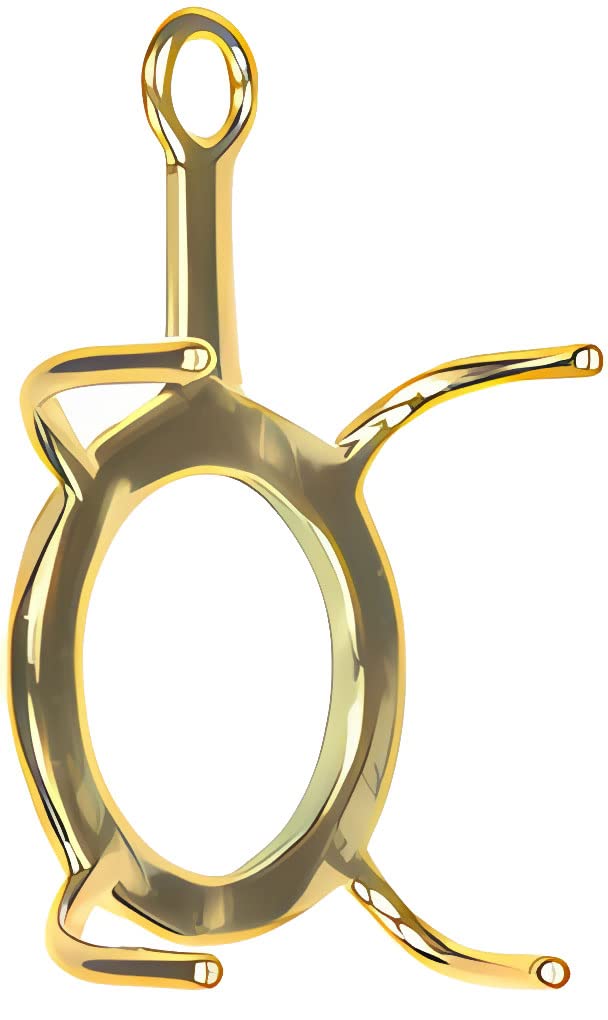 uGems 14K GP 26mm Sterling Silver Bail for Large Freeform Gemstones – 26mm x 14mm Pendant Connector with Prongs – Heavy 1-Micron Gold Plating – Secure