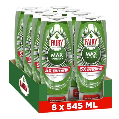 Fairy Max Power handvaatwasmiddel, 545 ml, eenvoudige en moeiteloze reiniging, zelfs bij de meest vettige potten en pannen