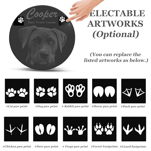 Image of ADFSTONE 10 inch Round Shaped Pet Memorial Stones Personalized Dog Remembrance Gifts, Customized Cat Picture Grieving Plaque, DIY Gravestone, Custom Sympathy Photo Gift, Animal Grave Markers