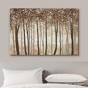 wall26 Canvas Print Wall Art Rustic Brown Autumn Fall Forest Tree Landscape Nature Wilderness Illustrations Modern Art FarmhouseCountry for Living Room Bedroom Office 16×24