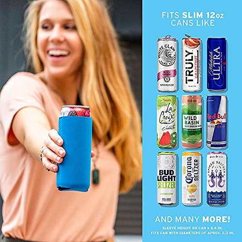 Image of Slim Can Cooler Sleeves (14-Pack) Soft Insulated Koolie for White Claw Seltzer & Slim Beer - HTV Blanks for Vinyl Projects - Skinny, Bulk - Tall Coolies