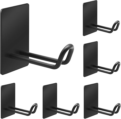 Miniatura 9 de Ganchos adhesivos, gancho de toalla de acero inoxidable, colgador adhesivo para cocina y puerta, ganchos de pared de baño para colgar toallas, Negro