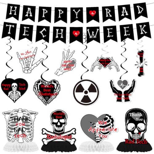 Image of Rad Tech Week Decor - 2 Banners 8 Swirls 4 Honeycomb Set