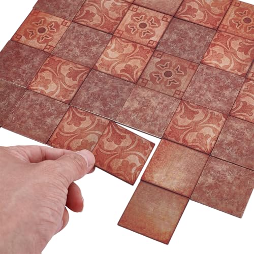 WADORN 1.5mm Thick Dollhouse Flooring Tiles 30PCS Wooden Square 1/12 Scale...