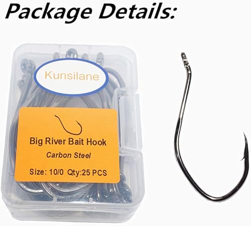 Miniatura 9 de Gancho de pesca de acero de alto carbono para cebo de río 25-50 piezas de 40-100 gancho de pesca de agua salada tamaño negro níquel