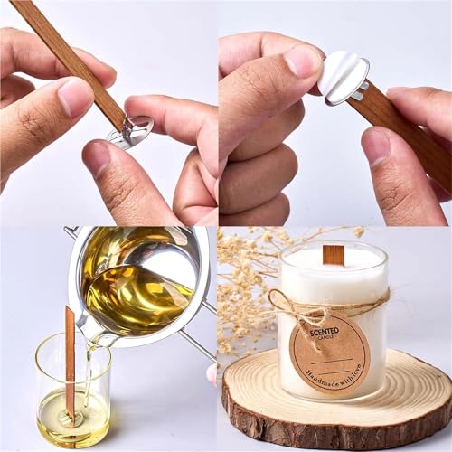 Set de 50 mechas de madera para velas con base clip miniatura 5