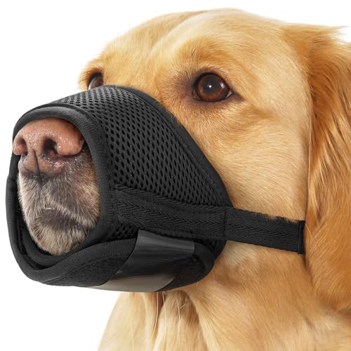 Yes4Quality Dog Muzzle (Medium), Soft & Breathable Mesh Muzzle for Dogs W/Adjustable Hook & Loop Fastener