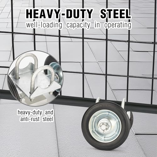 Image of HILLMASTER 6in Rolling Gate Wheel Carrier for Chain Link Fence, Heavy Duty Gate Helper Wheel Gate Caster Kits for Driveway Tube,Gate Support Wheel Rut Runner-2 Rubber Wheels for Rolling /Sliding Gates