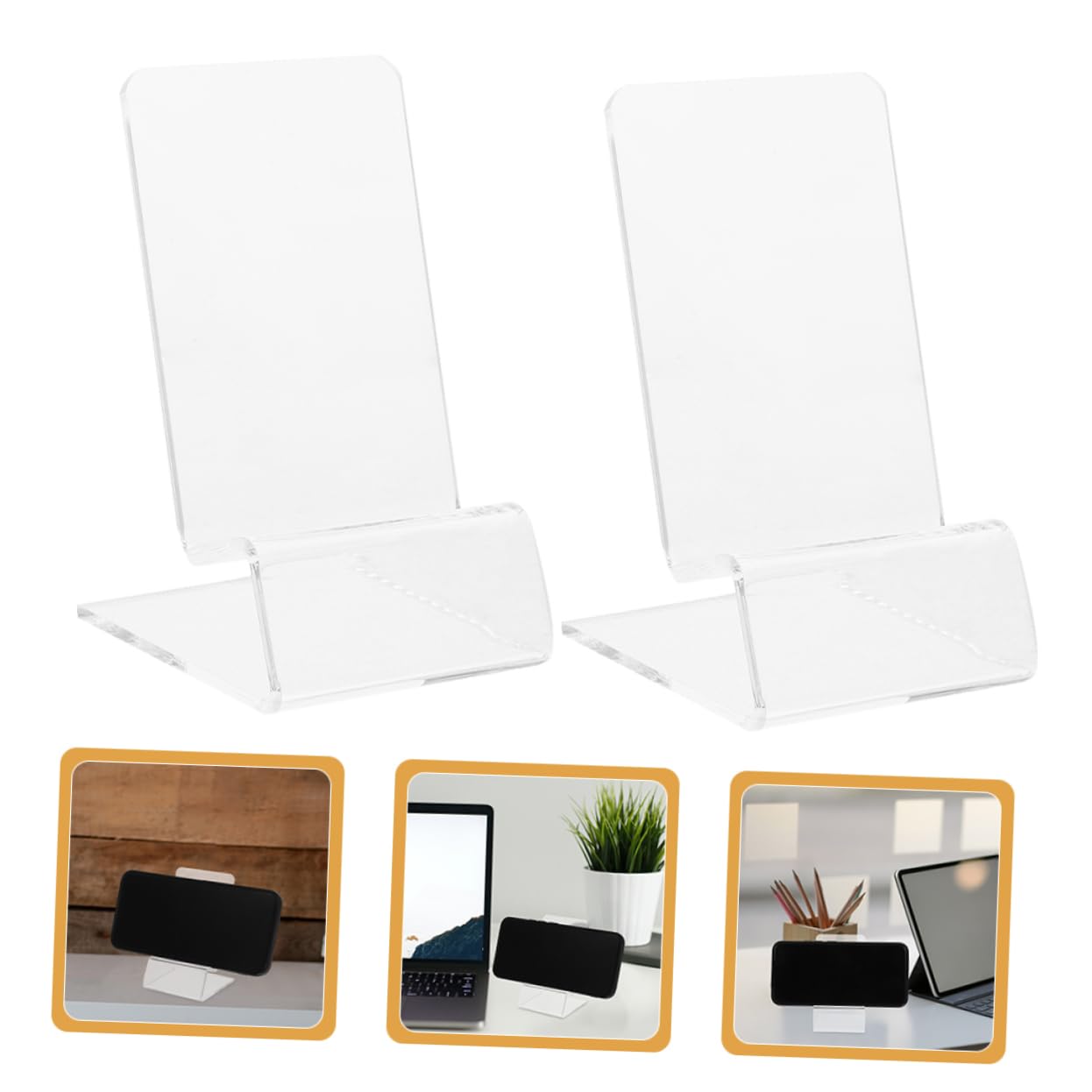 Supporto per Cellulare da Scrivania in Acrilico Trasparente 15 Pezzi | Tablet e Smartphone, Design Compatto e Linee Eleganti, Supporto Stabile per Videochiamate e Visione