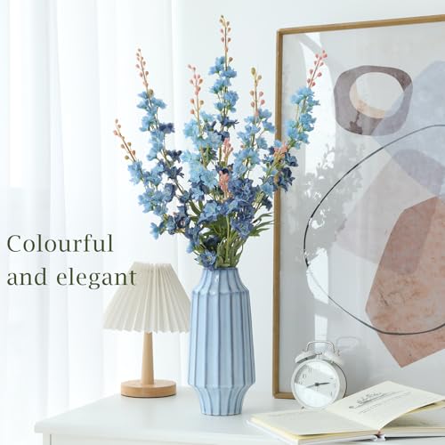 LILUYTO 6PCS Blue Delphinium Artificial Flowers, Long Stem Faux Larkspur Silk Flowers, 33.5" Bendable Fake Flowers Bouquets for Tall Vase Table Kitchen Home Offices Garden Wedding Decor by LILUYTO - Image 6