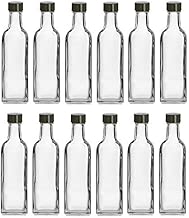 Nakpunar 12 pcs, 60 ml Square Glass Liquor Bottles with Black Caps (2 oz) - coolthings.us