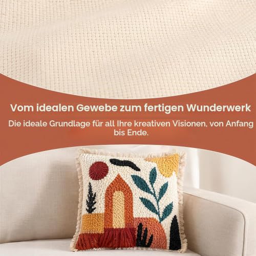 Kreuzstich Stoff 160 x 100 cm, Baumwolle, beige – Bild 6