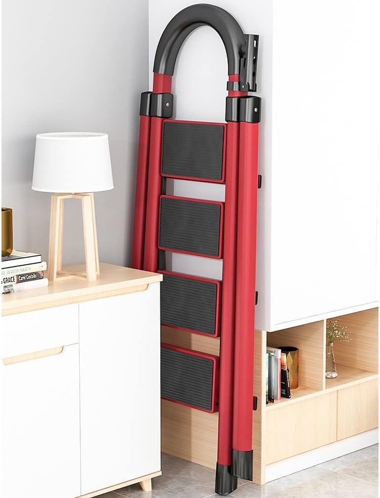 Folding Step Stool with Wide Non-Slip Pedal Tool Holder Safety Handrails 330lb Capacity Step Ladder for Home and Kitchen (Color : Black, Size : 3 Step)