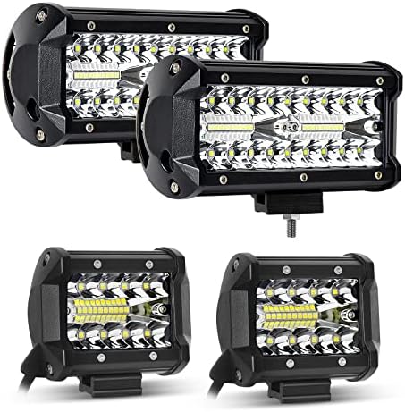 7 Inch 240W And 4 Inch 120W LED Light Bar,Spot Beam Offroad Fog Lights, LED Driving Work Lamp,Jep SUV ATV Utv 12V 24V Car Daytime Running Driving Lights 6500K White (2Pcs 7Inch+2Pcs 4Inch)